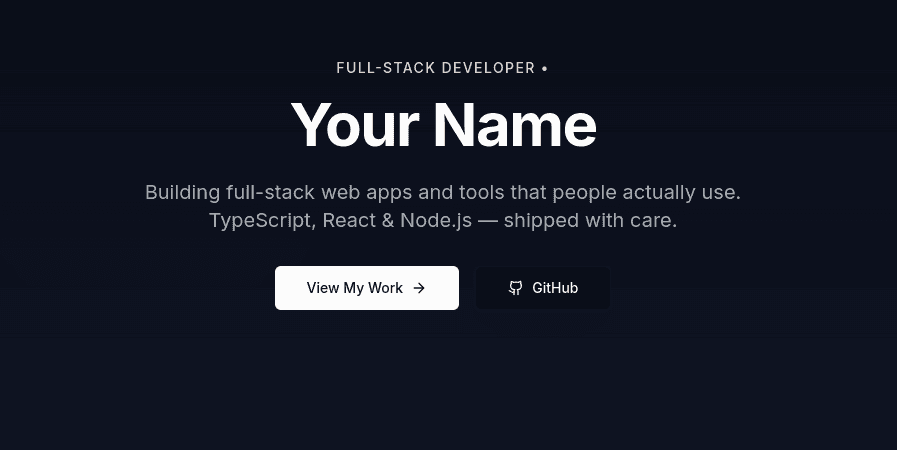 portfolio template landing page