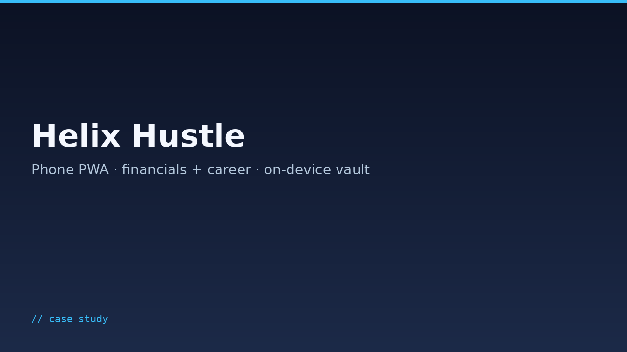 Helix Hustle — abstract case study card (no app screenshots)